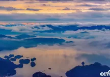 7月1日，杭州千岛湖迎来绝美云海景观。
New